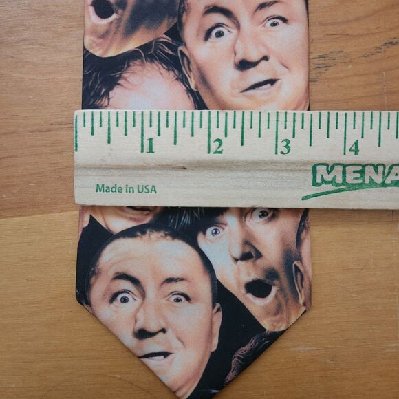 Wally Wear Vintage 90s Three Stooges Faces Collage All Over Mens Neck Tie 1997 - Picture 7 of 7